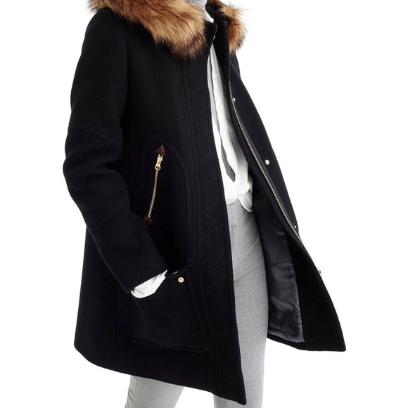J.Crew Stadium Cloth Chateau Parka Black Wool Blend Coat Women’s Size XS - Picture 3 of 5